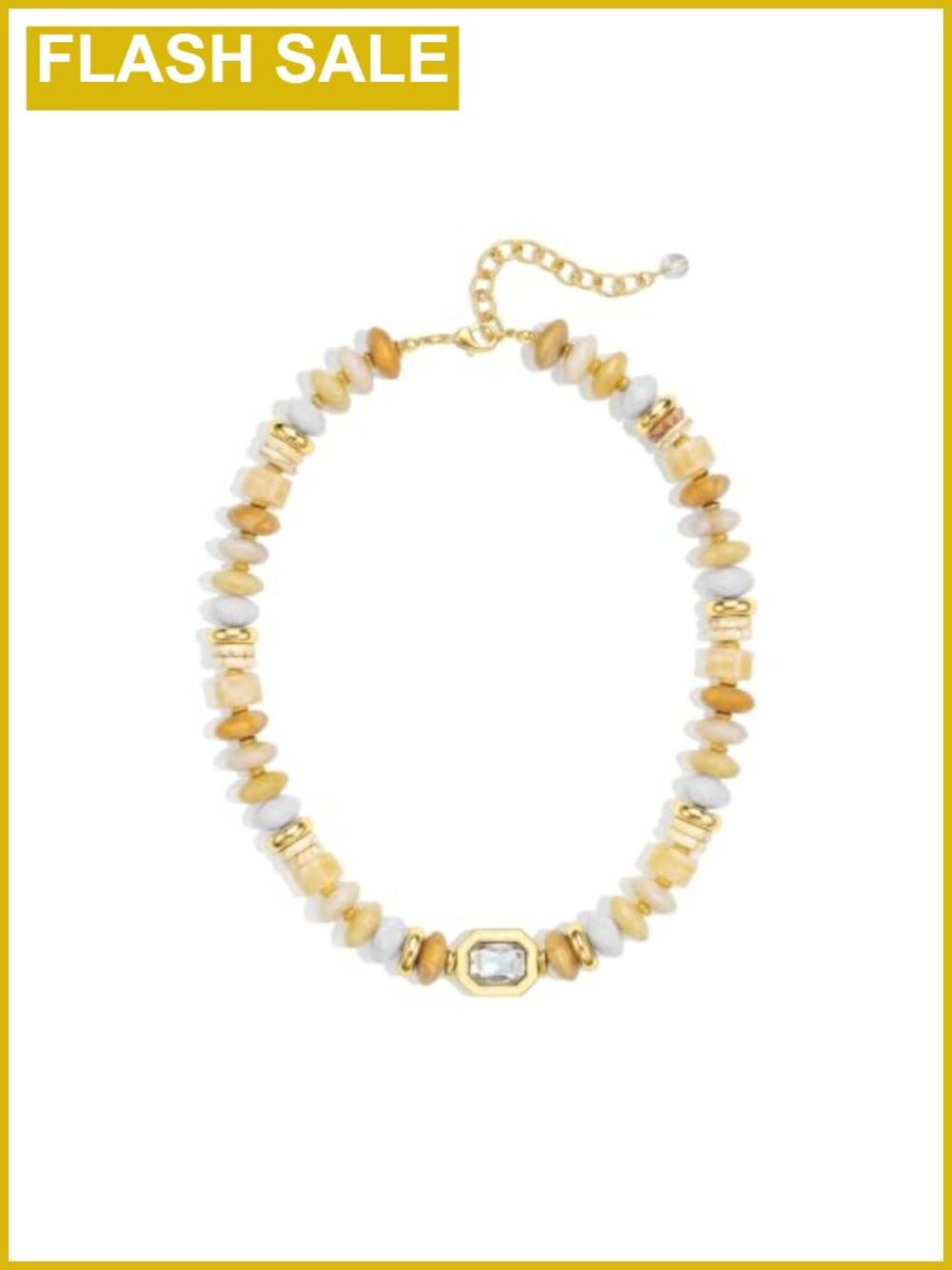 Chunky Beaded Choker Necklace with Square CZ Emerald Cut Boho Statement